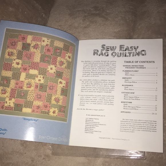 Sew Easy Rag Quilting 2002 four corners designs in plastic sleeve 💕 - Picture 3 of 4